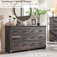 thumbnail image 2 of OKD 54''W Farmhouse Dresser 7 Drawers Modern Rustic Wood Chest of Drawers Closet Storage Organizers for Bedroom Living Room Hallway, Dark Rustic Oak, 2 of 5