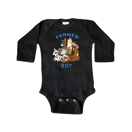 

Inktastic Farmer Boy with Happy Farm Animals Gift Baby Boy or Baby Girl Long Sleeve Bodysuit