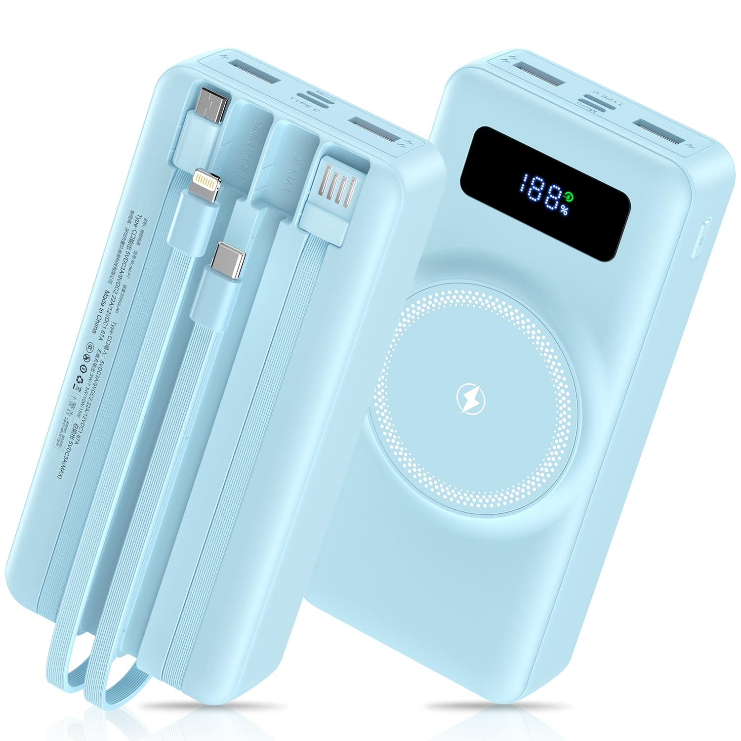 Wireless 2in1 Power Bank Magnetic 20000mAh 22W PD Portable