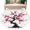 thumbnail image 2 of Plum Tree Branches 6ft Round Rugs, Spring Chinese Traditional Ink Painting Washable Non-Slip Area Rugs for Living Room Bedroom Kitchen, Low Pile Dining Room Kicthen Circle Carpet, Indoor Floor Rug, 2 of 9