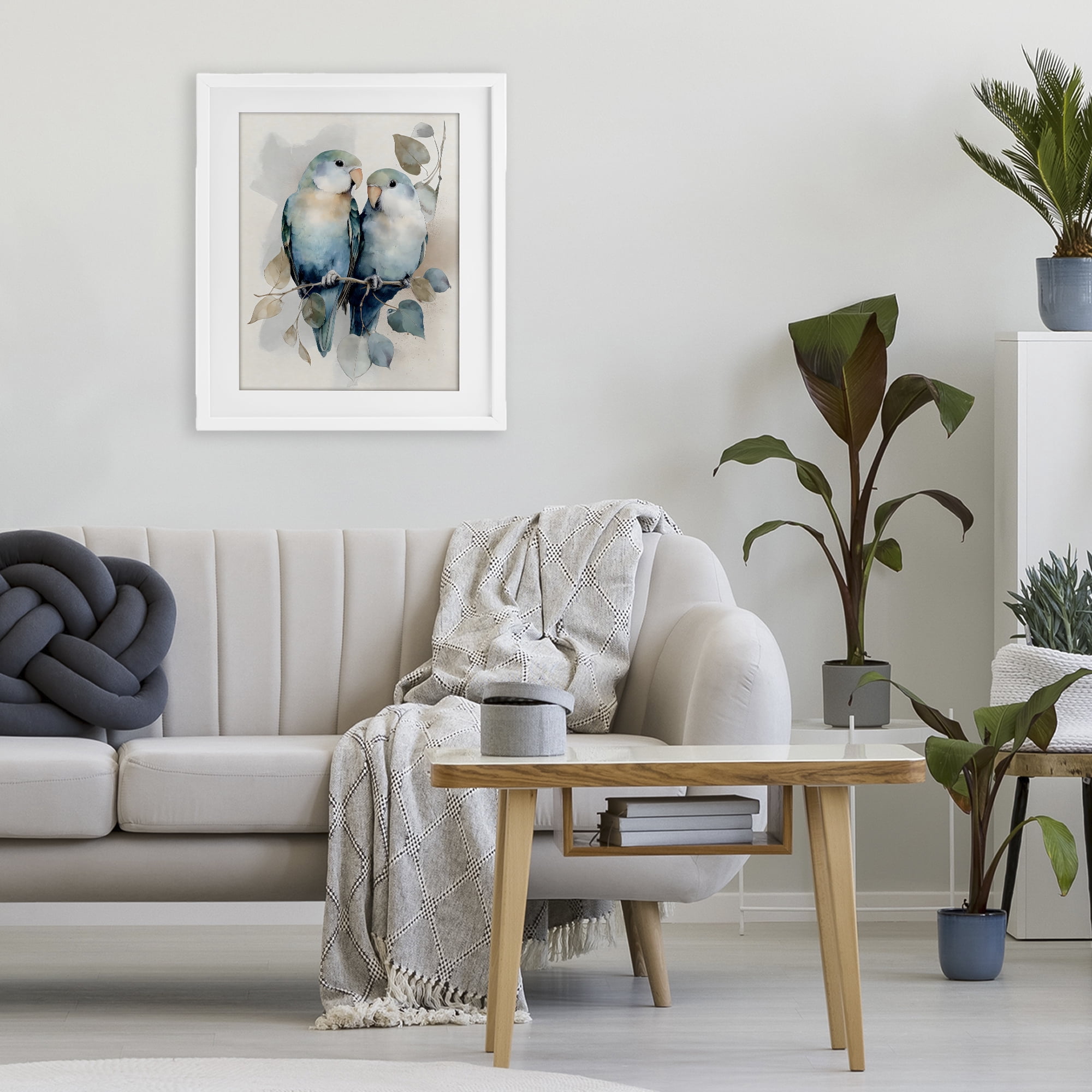Stupell Industries Blue Bird Lovers White Framed Print Under Glass, design by Franklyn Gregory