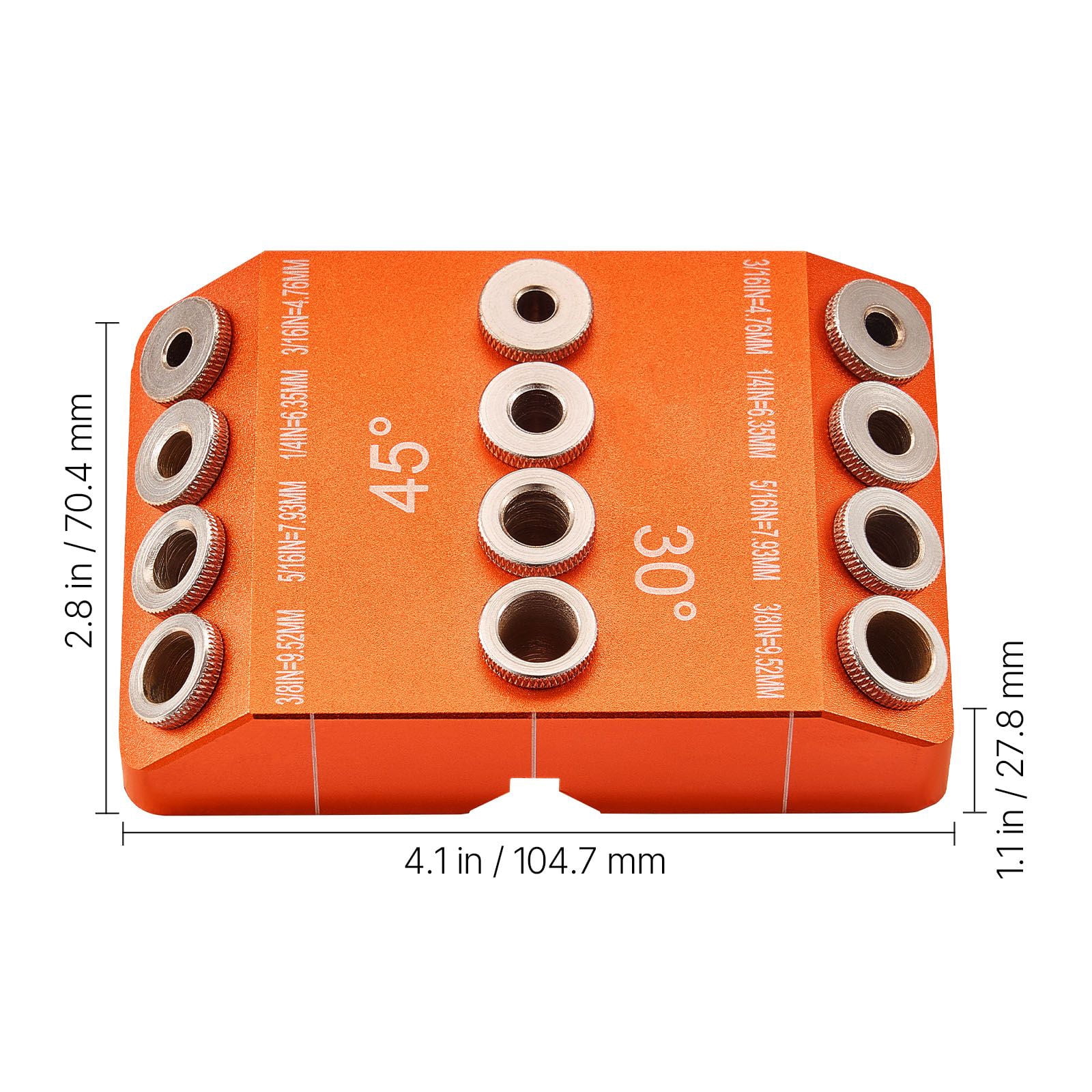 Drill Guide with 3 Drilling Angles 30°/45°/90°, 4 Guide Sizes, Portable Drill Jig for Angled Horizontal Precise Hole Placement Woodworking