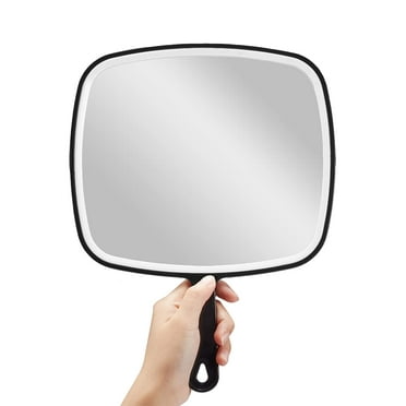 Hand Mirror, Extra Large Black Handheld Mirror with Handle, 9" W X 12.4" L
