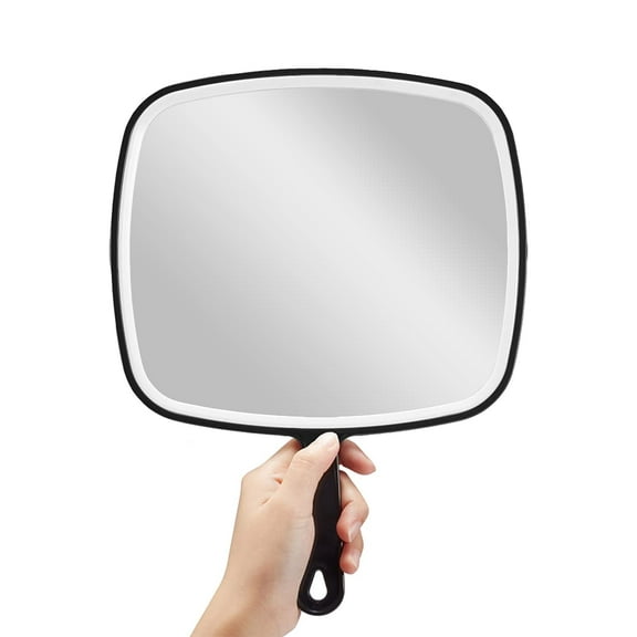 Hand Mirror, Extra Large Black Handheld Mirror with Handle, 9"