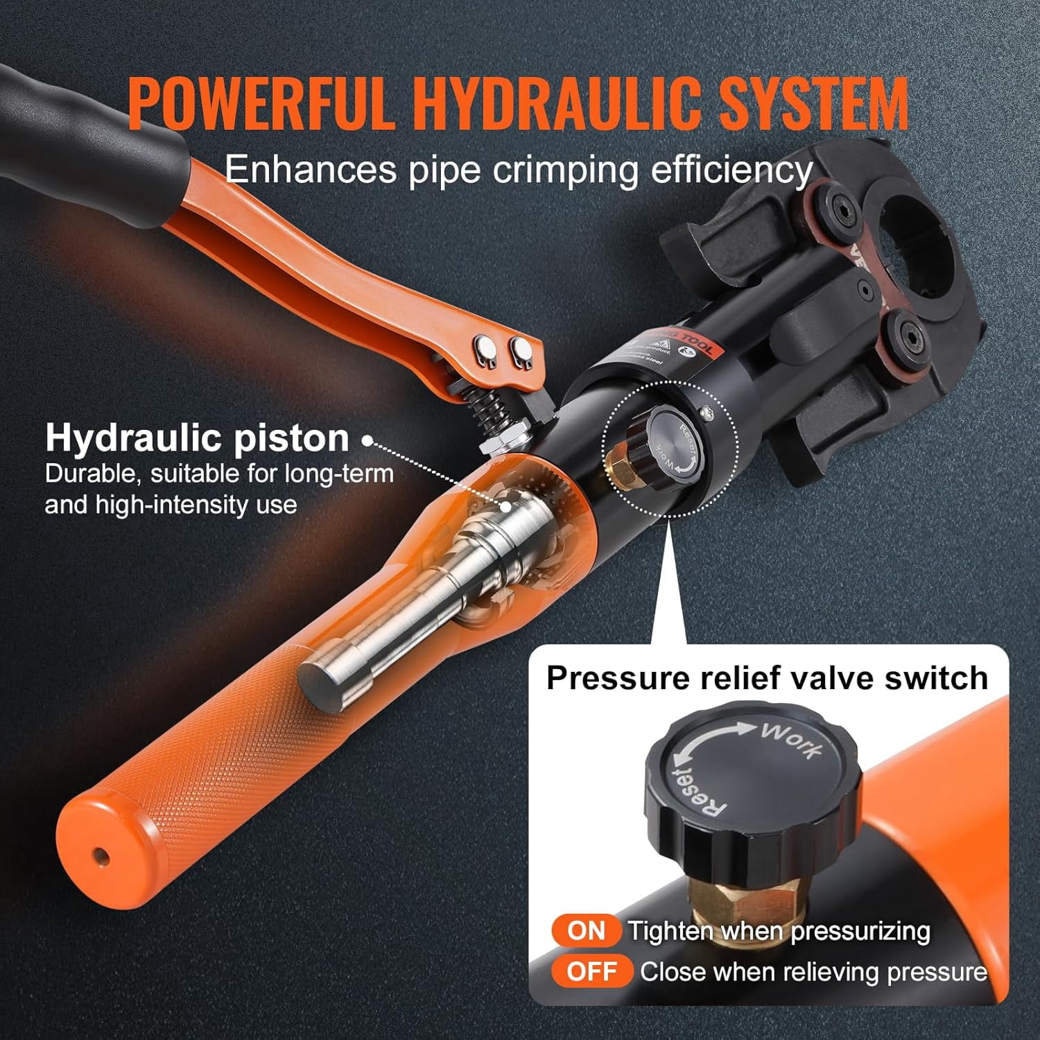 Hydraulic Copper Pipe Crimping Tool, 360° Rotatable Press Tool with Multi Size Jaws for Copper Pipe & ASTM F1807 Pex Pipe Copper Ring