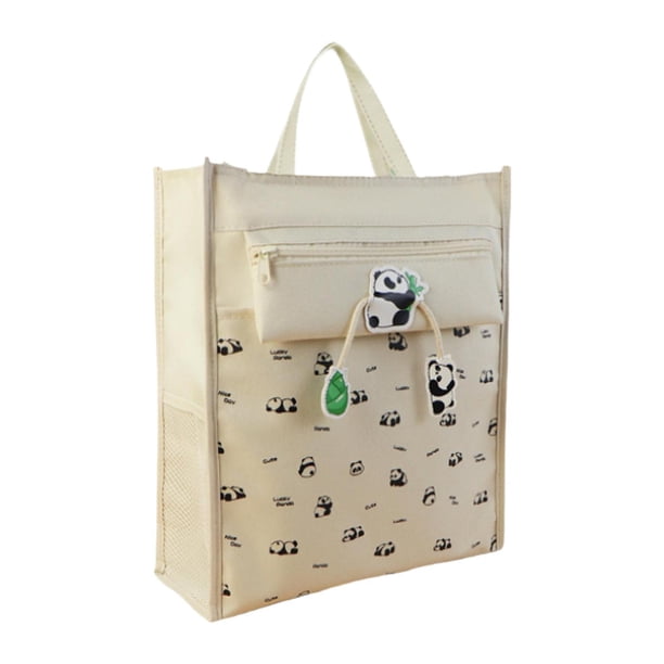 Bolso de mano para niñas, bolsa de matrícula, impermeable, portátil, con dibujos animados, para mujer, bolso de estudiantes, para fiestas, tareas al Beige
