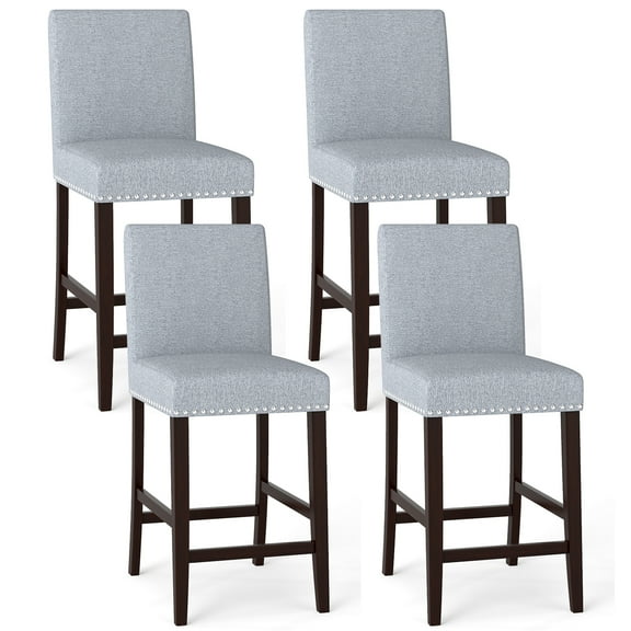 Gymax 26'' Counter Height Chairs Set of 4 Barstools w/ Padded Seat & Backrest Footrest