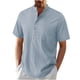 thumbnail image 1 of Mens Casual Manga Corta Botón Abajo Camisas, Verano Color Sólido, Cuello de Soporte Bolsillo Camisa Turndown, 1 of 9
