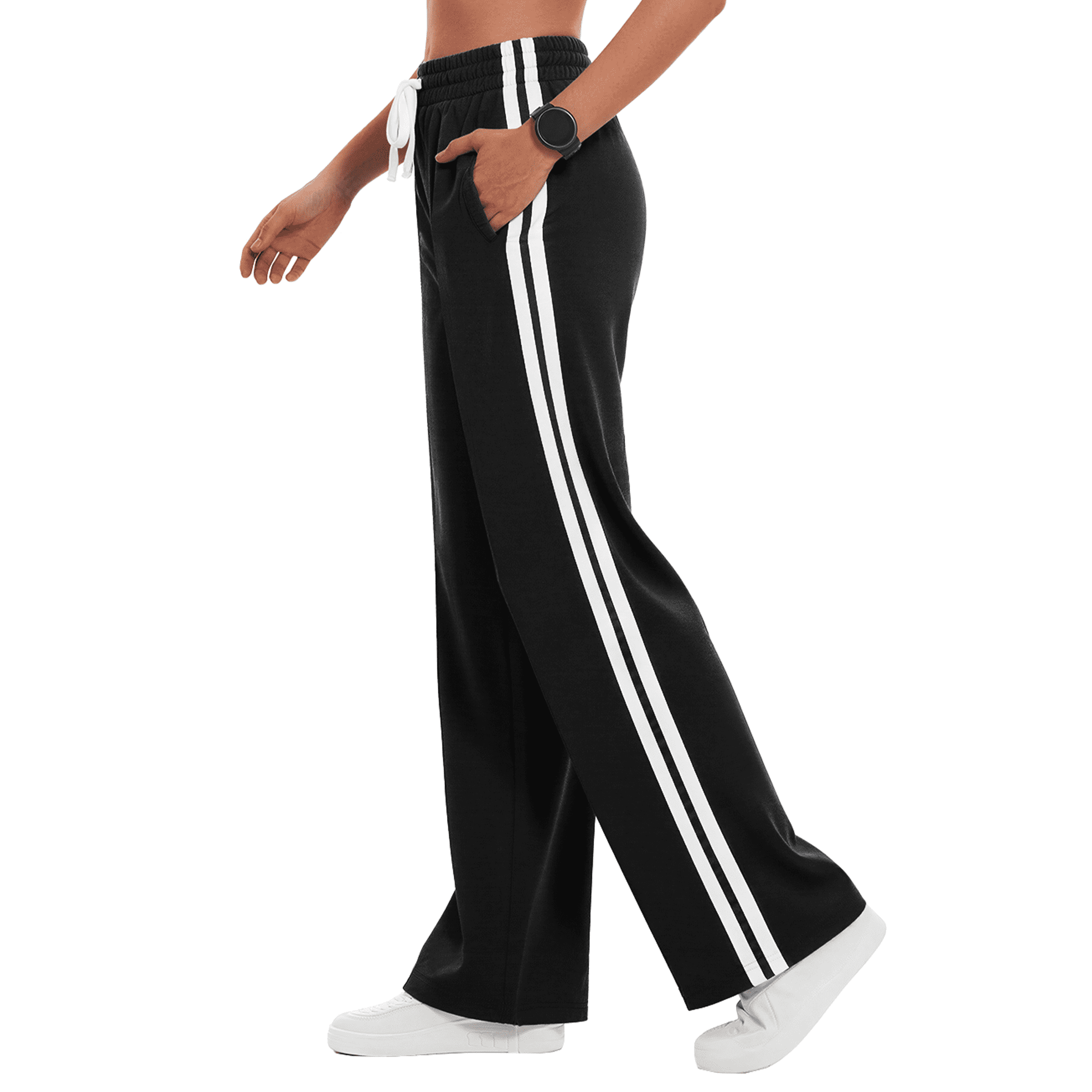 Rosvigor Womens Sweatpants Color Block Pants High Waisted Pants with Pockets for Workout Travel Outdoor Lounge