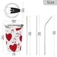 thumbnail image 3 of 11oz Double-Wall Vacuum Insulated Stainless Steel Tumbler with Straws Sports Mugs BPA-Free Red Hearts with Musical Notes, 3 of 7
