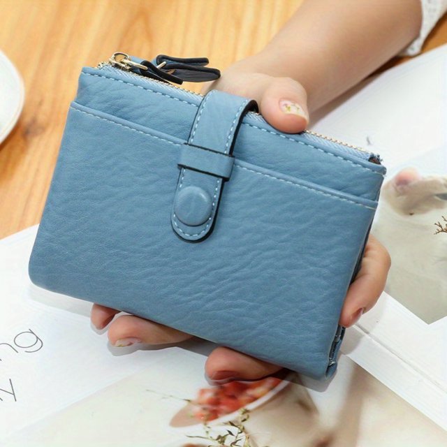 HLONK Spacious Retro Coin Purse Wallet - Bifold with Separate Coin Compartment Secure Flap Button Closure Chic Minimalist Clutch