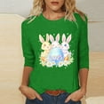 thumbnail image 2 of Women's Easter T Shirts 3/4 Sleeve Crew Neck Spring Cute Bunny Printed Graphic Tees Festive Casual Tops, 2 of 4