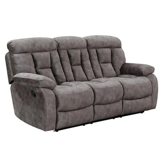 Bowery Hill Contemporary Recliner Sofa in Mushroom Gray Finish