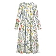 thumbnail image 7 of Xdegoge Floral Dress for Women A-Line Fit Crewneck Midi Dresses Long Sleeve Flowy Dress Vintage Botanical Print Spring Fall Vacation Trip Outfits, 7 of 7
