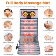 Massage Mat Full Body Massager Chair Pad 10 Vibration Motors & 9 Massage Modes Back Massager for Bed Massage Mattress Pad for Back Heating Pad with Auto Shut Off Gifts for Men Women Grey