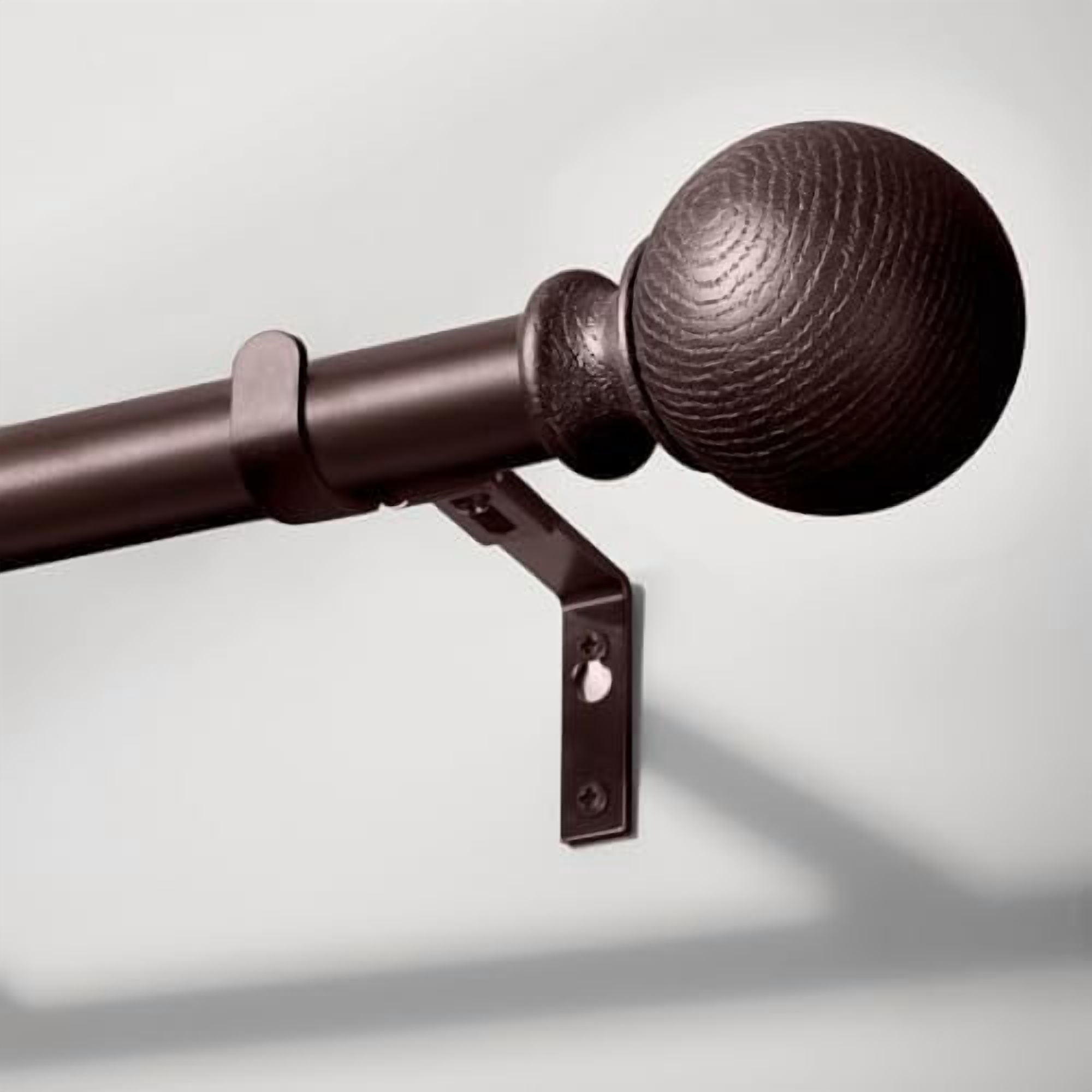 Bronze Curtain Rods for Windows 66 to 120 Inch(5.5-10ft) - 1'' Diameter Heavy Duty Curtain Rods with Imitation Wood Grain Pattern Finials,Adjustable Decorative Curtain Rods Set,28-120''