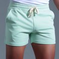 thumbnail image 1 of pstuiky Pantalones cortos cargo para hombre, Pantalones cortos deportivos de algodón liso de tres puntos con cintura media y cordones para hombre Pantalones cortos de entrenamiento, 1 of 6