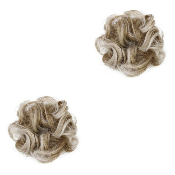 2 Pack Bun Hairpiece Wavy Extension Wig Curly Elasticity Wave for Women Synthetic Miss