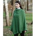 thumbnail image 2 of SAOL Irish 100% Merino Wool Cable Knit Poncho Women's Aran Fisherman Cowl Neck Button Irish Cape, One Size, 2 of 7