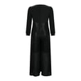thumbnail image 6 of FNFYFH Sequins Jumpsuits for Women Long Sleeve Sparkly Jumper V Neck Belted Wide Leg Pants Sets Evening Party Jumpsuit, 6 of 8