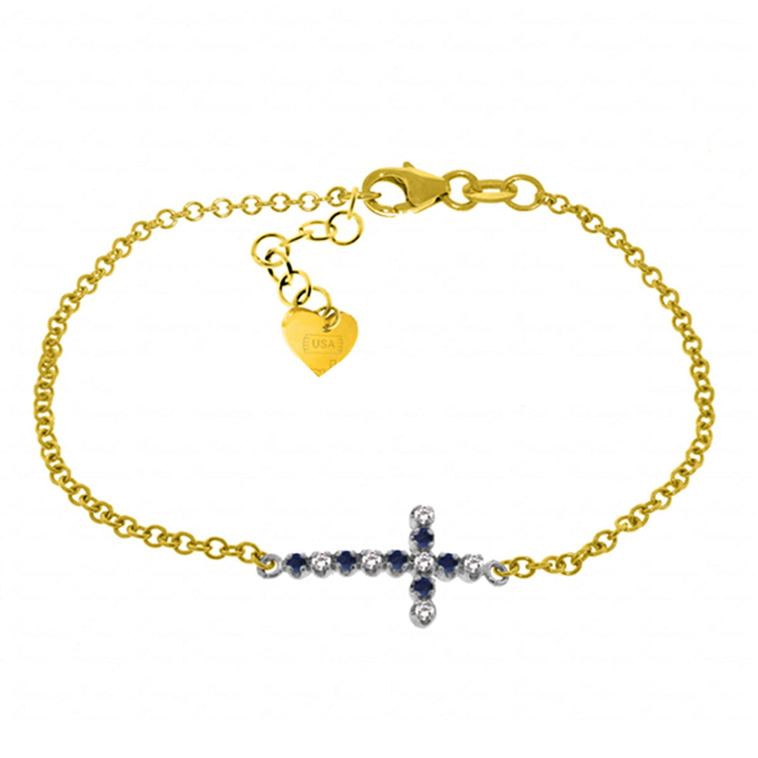 Galaxy Gold 14K Solid Gold 0.24 Carat Natural Diamond Cross Bracelet for Women - Yellow Gold Fine Jewelry