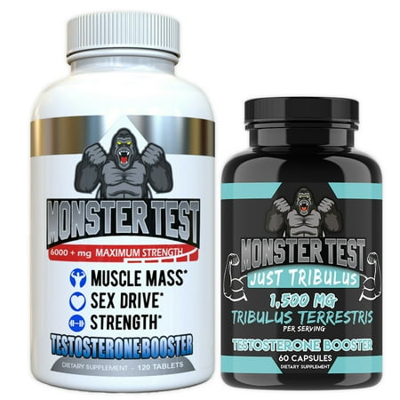 Angry Supplements Monster Test 120ct +Monster Just Tribulus Testosterone Booster