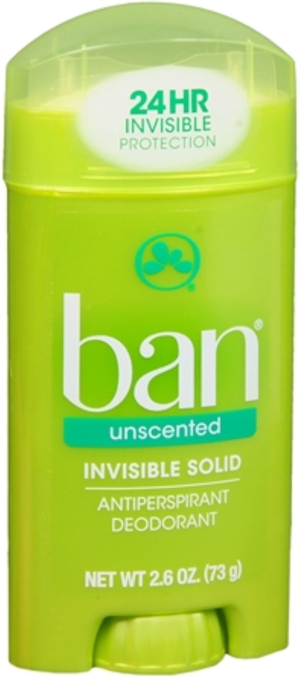 Ban AntiPerspirant Deodorant Invisible Solid Unscented 2.60 oz (Pack