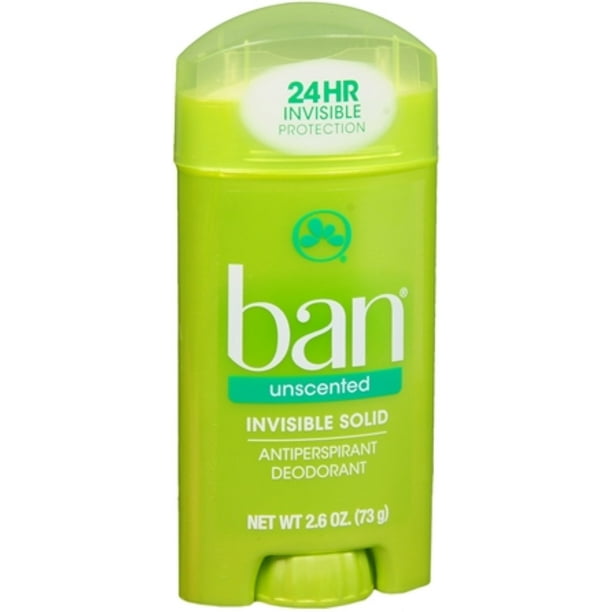 Ban AntiPerspirant Deodorant Invisible Solid Unscented 2.60 oz (Pack