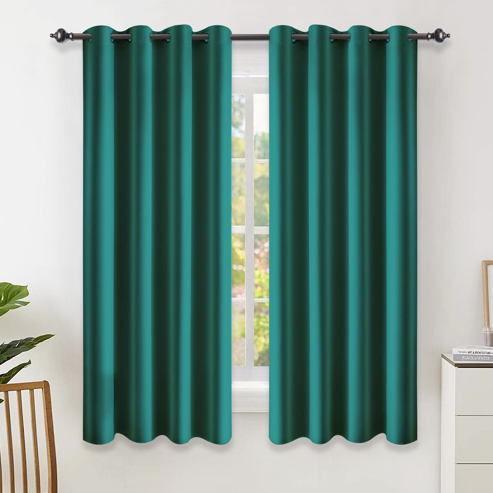 Rosnek Faux Silk Curtains Blackout Satin Curtain Drapes Thermal Insulated Room Darkening Curtain