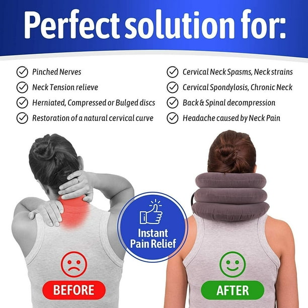 Cervical Neck Traction Device for Instant Neck Pain Relief - Inflatable &  Adjustable Neck Stretcher Neck Support Brace, Best Neck Traction Pillow for  Home Use Neck Decompression 