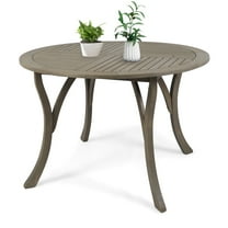 Auranook 47" Outdoor Acacia Wood Round Table with Grey Teak Finish, Patio Dining Table for Garden, Backyard