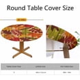 thumbnail image 2 of Autumn Leaves Tablecloth Round Yellow Thanksgiving Day Harvest Festival Fall Waterproof Wipeable Table Cloth Cover Table Pad Cover for Dining Room Fitted 40-44 inch, 2 of 6