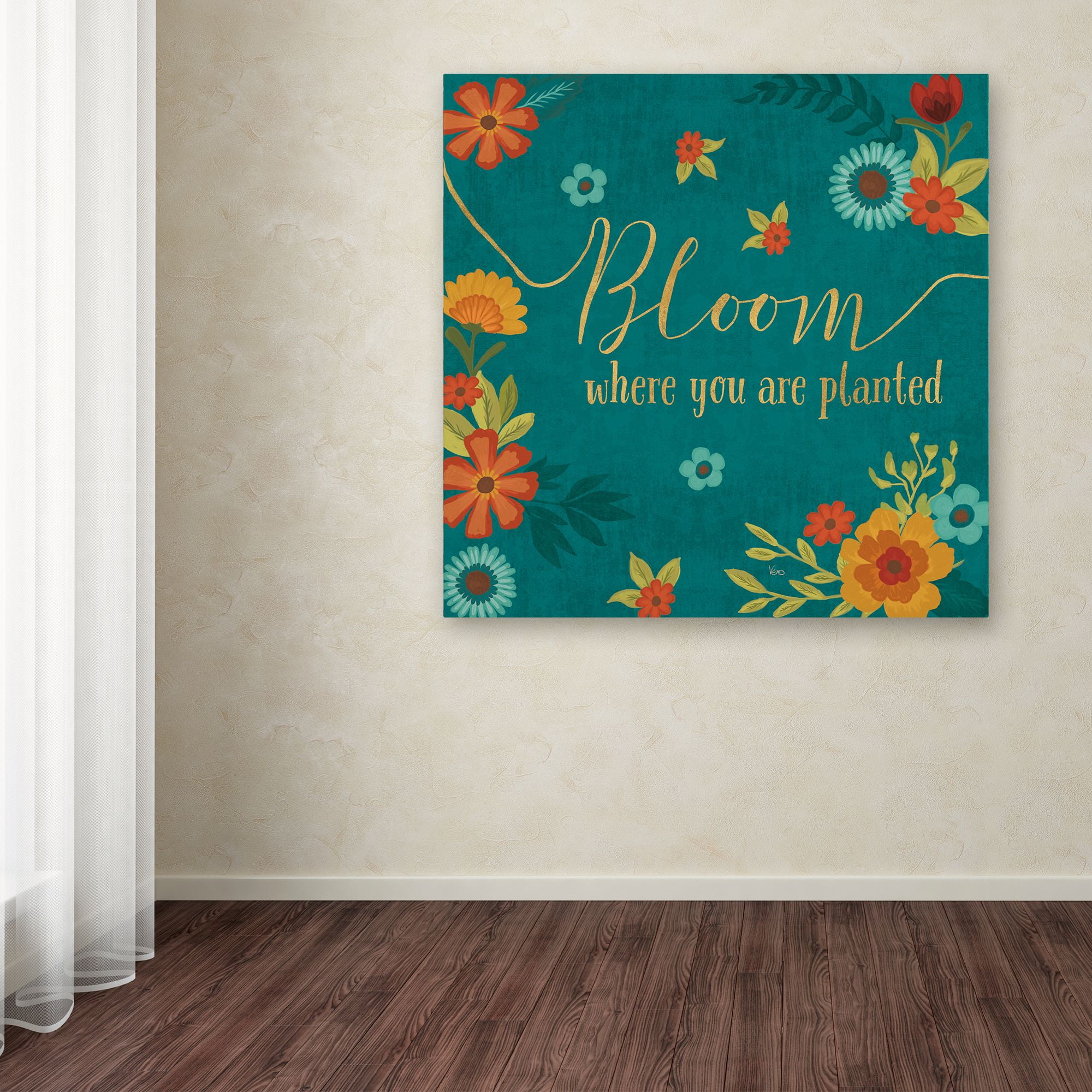 Trademark Fine Art 'Flourish I Teal' Canvas Art by Veronique Charron