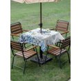 thumbnail image 4 of Outdoor Tablecloth with Umbrella Hole for Patio/Picnic/Party/Camping, Blue Coastal Octopus Waterproof Table Cloth Square Cover Washable, Summer Ocean Sea Coral Shells Texture (54"x 54"), 4 of 9