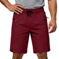 thumbnail image 2 of Bermuda Shorts for Men Summer Casual Lightweight Elastic Waist Straight Leg Loose Athletic Shorts with Zipper Pockets, 2 of 6
