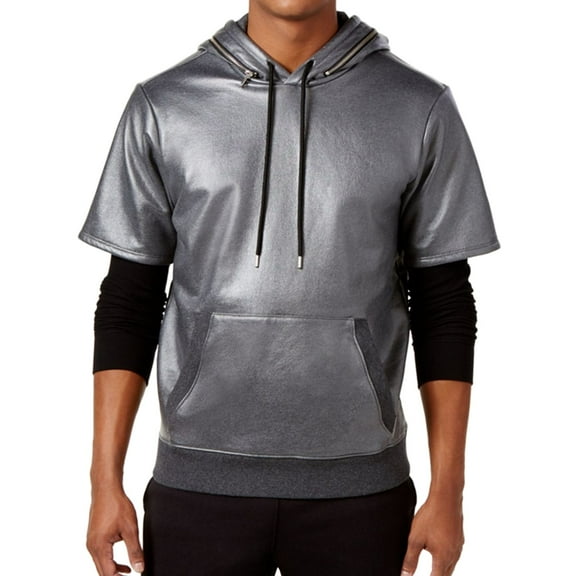 GUESS Mens Logan Thermal Hoodie Sweatshirt, Grey, X-Large