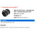 thumbnail image 2 of Mass Air Flow Sensor - Compatible with 2001 - 2005 Mercedes-Benz C240 2002 2003 2004, 2 of 2