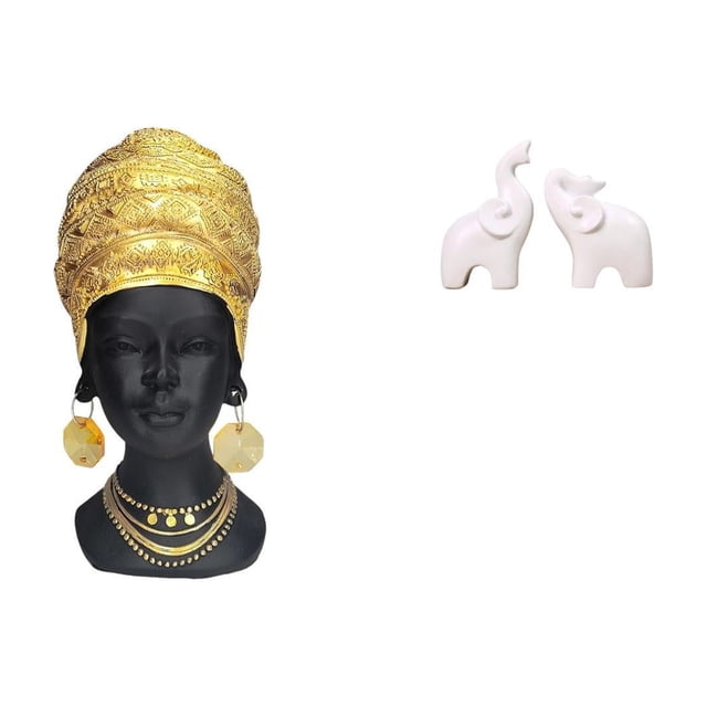 Elegante Conjunto De Figuras De Resina De Mujer Africana Y Elefante, Centro De Mesa único, Decoración Creativa Para El Hogar, Adorno Para La Entrada, Estante, Oficina Y Dormitorio.