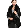 thumbnail image 1 of LinYooLi Women's Faux Fur Collar Shawl Wrap Fashionable Solid Color Poncho Cape Open Front Cardigan for Fall Winter 2022, 1 of 4