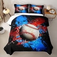 thumbnail image 2 of Erosebridal Splatter Baseball Twin Quilt Set, Red Blue Watercolor Twin Coverlet Set for Boys and Girls, 2pcs, 2 of 7