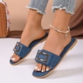thumbnail image 2 of Eltusu Women Flat Slide Sandals, PU Casual Slip On Open Toe Summer Shoes Navy Size 8.5, 2 of 5