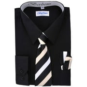 Boy's Fashion Solid Color Dress Shirt Tie and Hanky Set