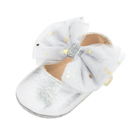 

Baby Shoes Mary Girls Dress Rubber Flat Sole Bowknot First Princess Baby Shoes