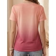 thumbnail image 2 of Cuteduck Women Tops Casual Short Sleeve V-Neck T-Shirt Summer Color Blending Loose Fit Comfort T-Shirt M-3XL, 2 of 9