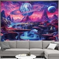 thumbnail image 5 of Blacklight Space Tapestry Trippy Planet Galaxy Mountain Mysterious Landscape Tapestry Wall Hanging for Bedroom Living Room UV Reactive Tapestries Aesthetic Home Decor, 60X40IN, 5 of 5