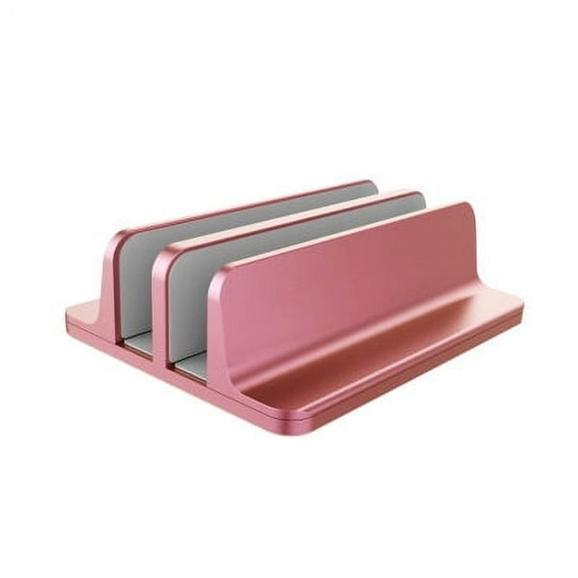 Mistaha Adjustable Aluminum Alloy Vertical Laptop Stand with Dual Slots for Notebook, Desktop Organization and Space-saving, Pink - Scratch Resistant & Stable Stand