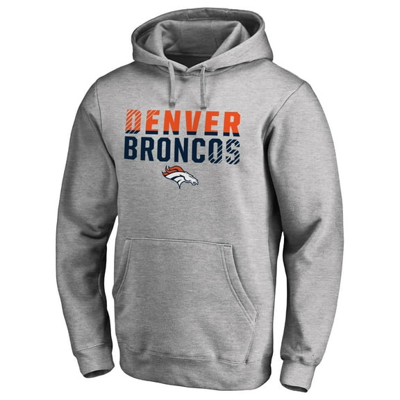Men's Ash Denver Broncos Iconic Collection Fade Out Pullover Hoodie