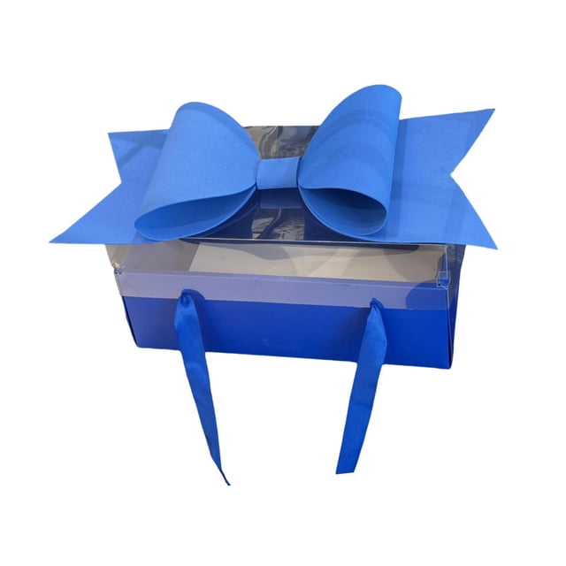 Caja vacía de San Valentín con lazo, romántica y única, con transparencia. Azul