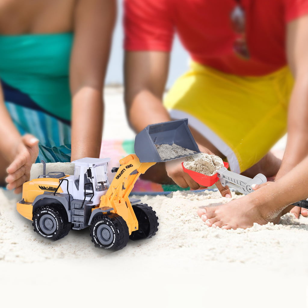 Front Loader Summer Beach Toys Age 3 and up Front Loader Tractor Bulldozer Model 1:22 Scale - Gift Box for Kids Playset Play Holiday Birthday Gift QIANSKY Kid Heavy Beach Toy 