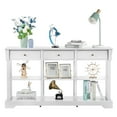 thumbnail image 2 of Tcbosik 58.2" Console Table, Entryway Table with Storage, Behind Couch Table with Open Shelves and 3 Drawers, Sofa Table for Living Room, Hallway, Foyer, Vintage White, 2 of 9